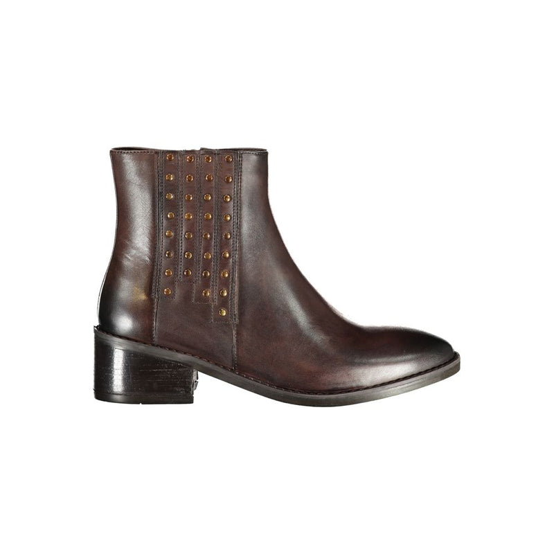 Cafenoir Brown Polyester Ankle Boots for Women