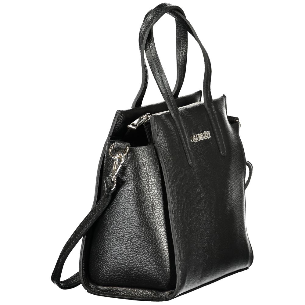 Cafenoir Black Polyethylene Handbag with Adjustable Strap