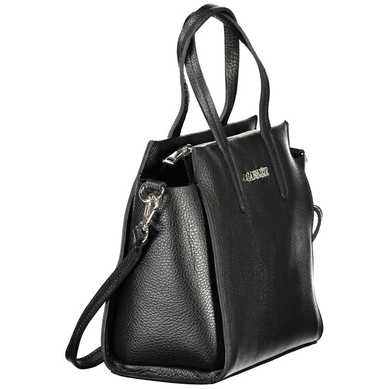 Cafenoir Black Polyethylene Handbag with Adjustable Strap