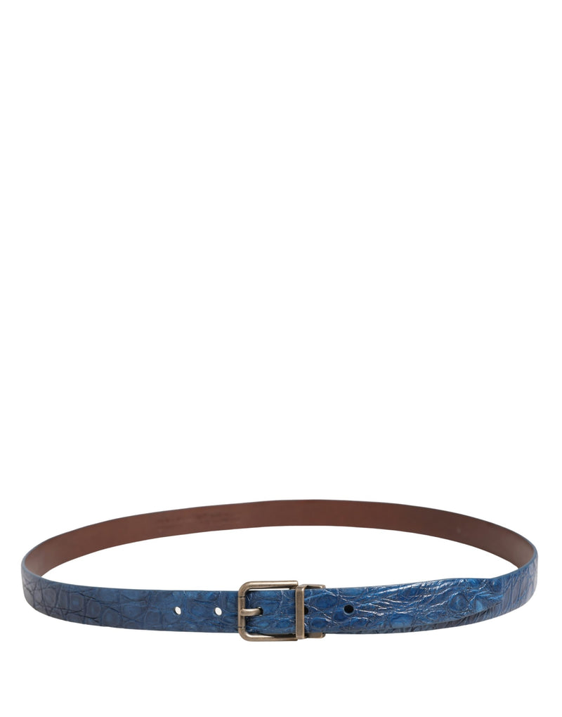 Dolce & Gabbana Donkerblauwe Leren Riem met Goudkleurige Metalen Gesp