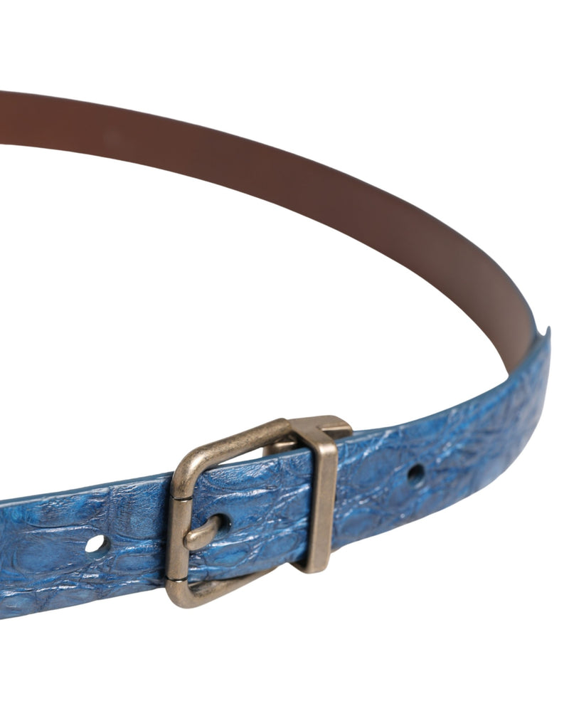 Dolce & Gabbana Donkerblauwe Leren Riem met Goudkleurige Metalen Gesp