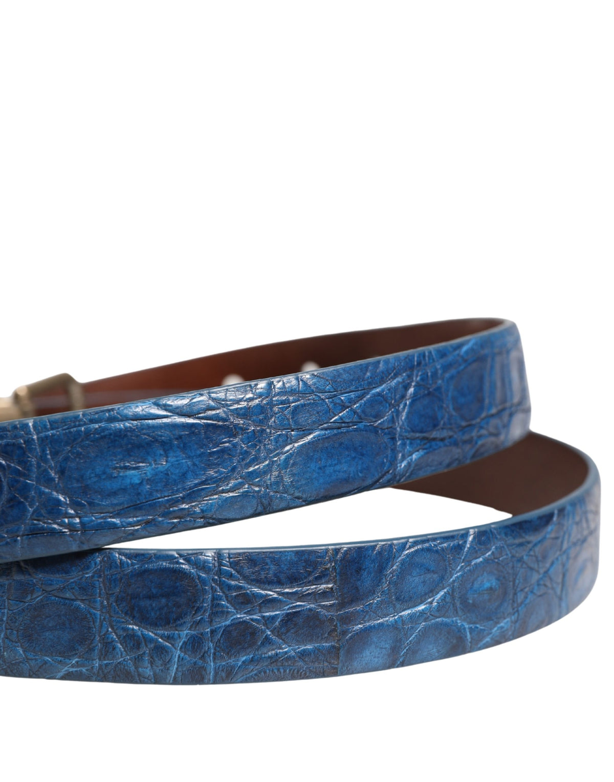 Ceinture Dolce & Gabbana en cuir bleu marine à boucle en métal doré