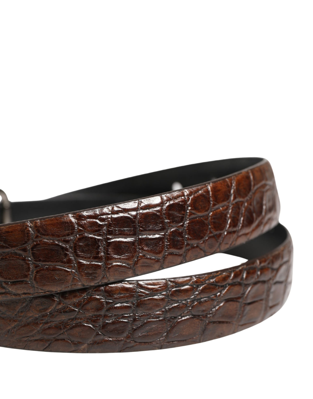 Ceinture Dolce &amp; Gabbana en cuir marron avec boucle en métal argenté