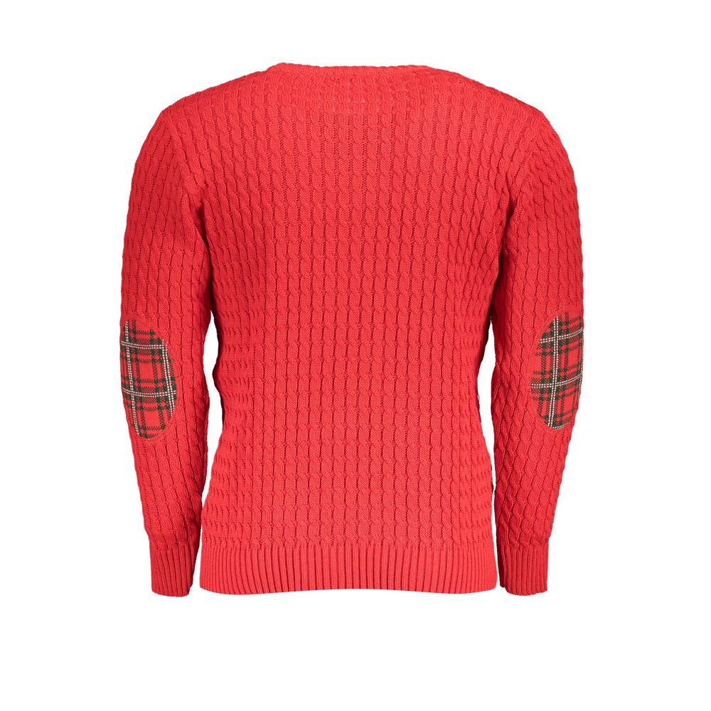 U.S. Grand Rosso Twisted Texture Acrylic Men Sweater
