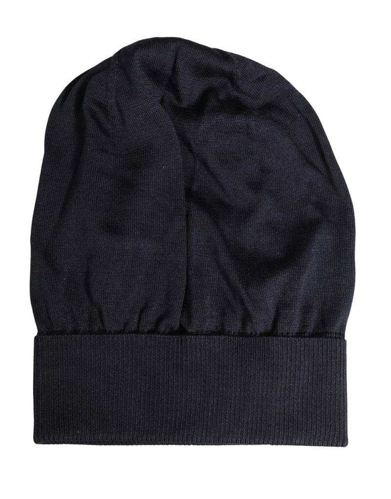 Bonnet d'hiver tricoté en laine unie noire Dolce & Gabbana