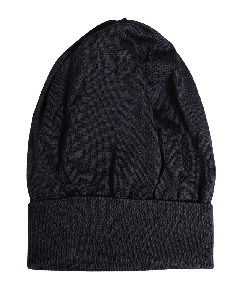 Bonnet d'hiver tricoté en laine unie noire Dolce & Gabbana