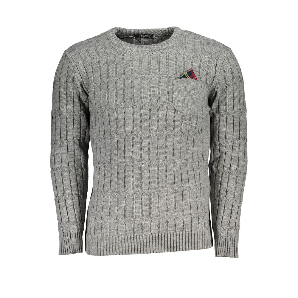 U.S. Grand Grigio Acrylic Men Sweater - Chic Long-Sleeve Design