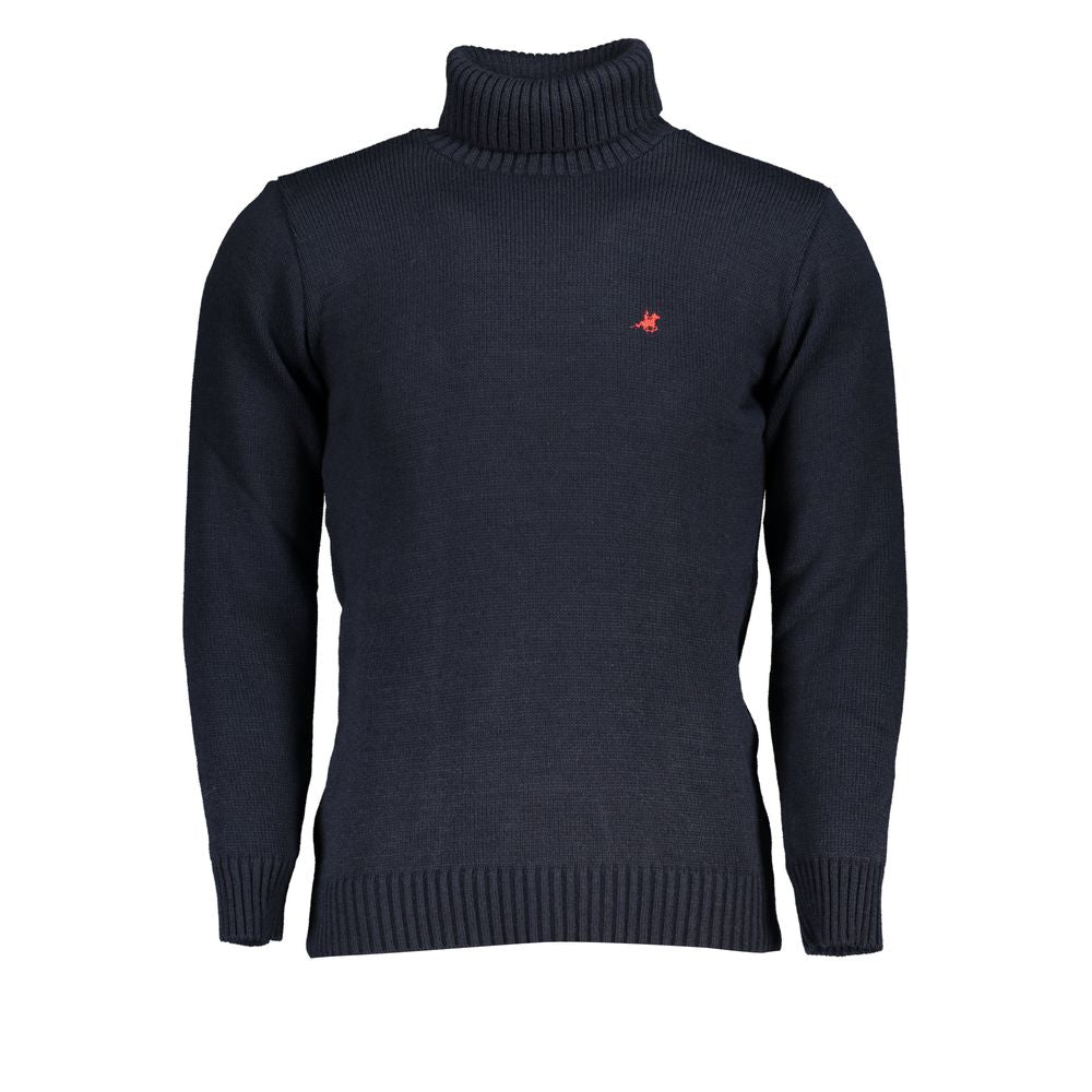 U.S. Grand Blue Acrylic Turtleneck Sweater for Men
