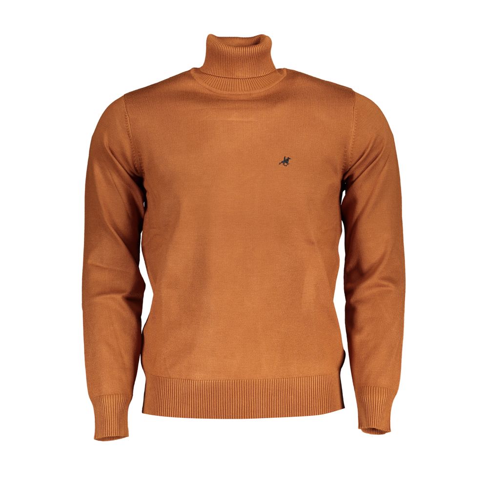 U.S. Grand Brown Nylon Turtleneck Sweater for Men