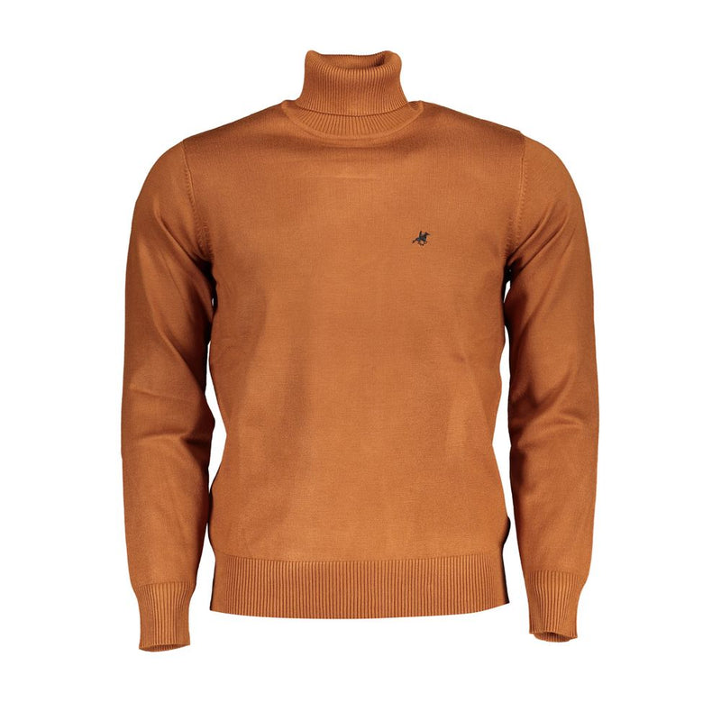 U.S. Grand Brown Nylon Turtleneck Sweater for Men