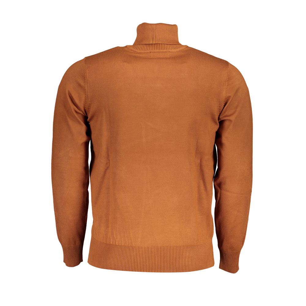 U.S. Grand Brown Nylon Turtleneck Sweater for Men