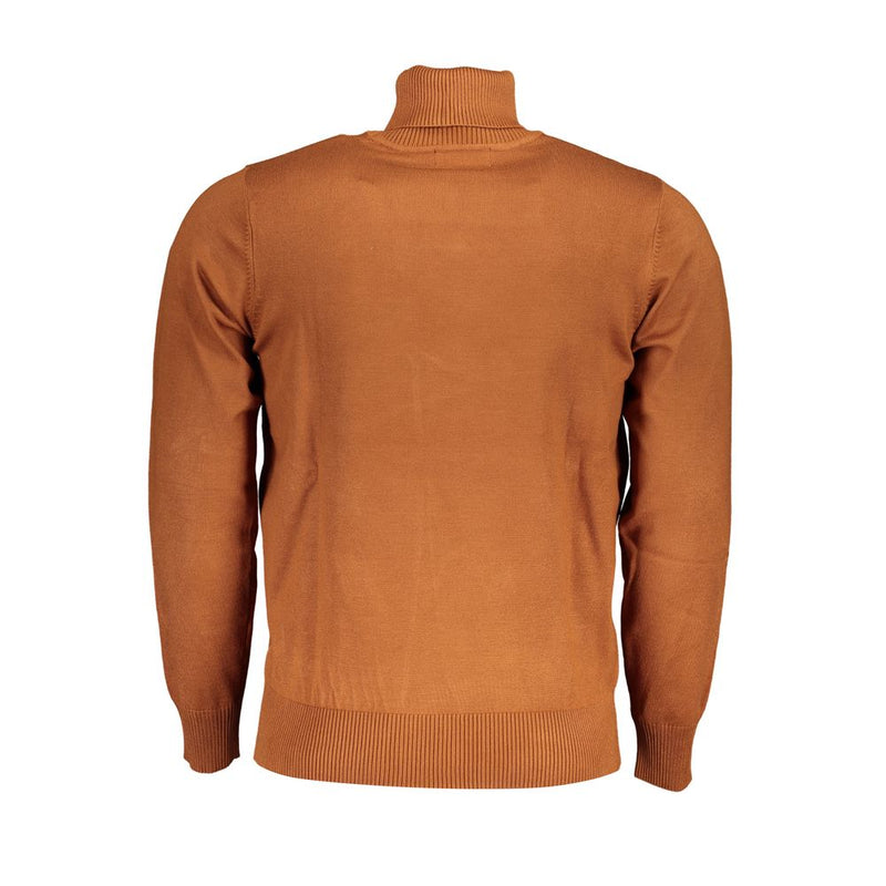 U.S. Grand Brown Nylon Turtleneck Sweater for Men