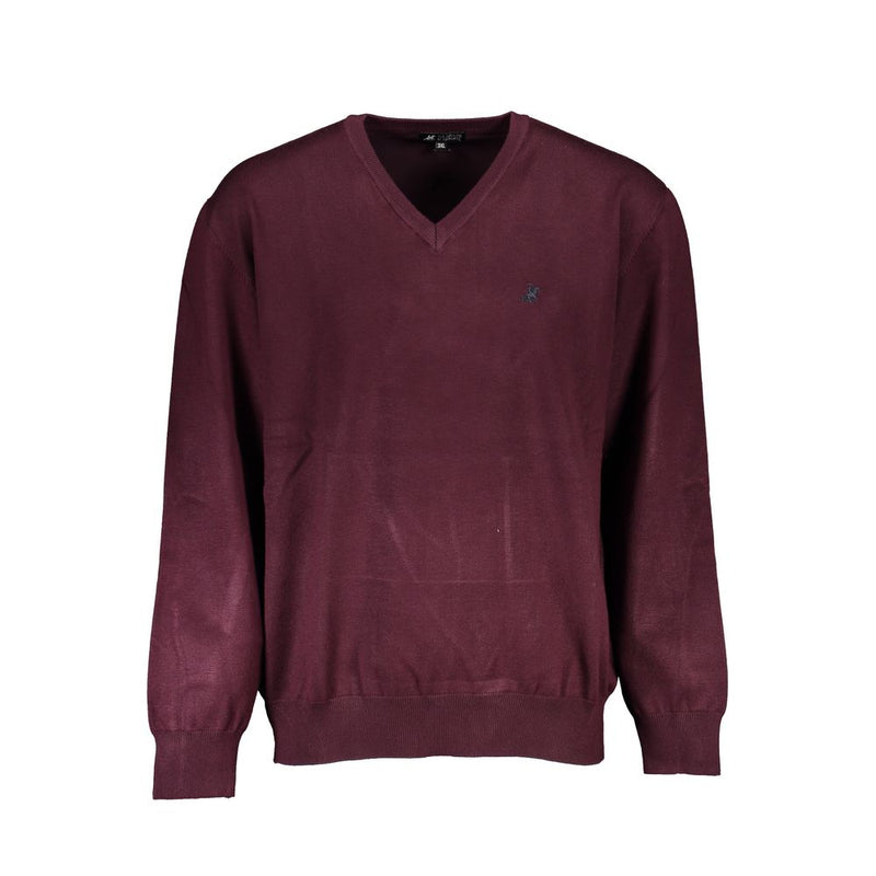U.S. Grand Red Viscosa Men Sweater - Oversized Elegance
