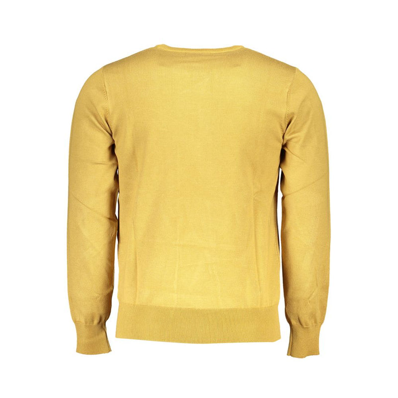 U.S. Grand Yellow Viscosa Men Sweater - Oversized Crew Neck