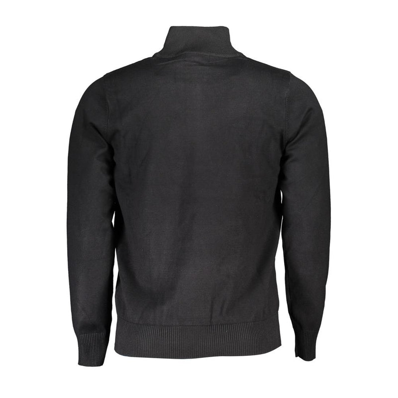 U.S. Grand Black Viscose Men's Sweater - Stylish Half-Zip Design