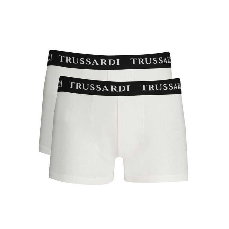 Trussardi White Cotton Men's Boxer Brief - Luxury Comfort