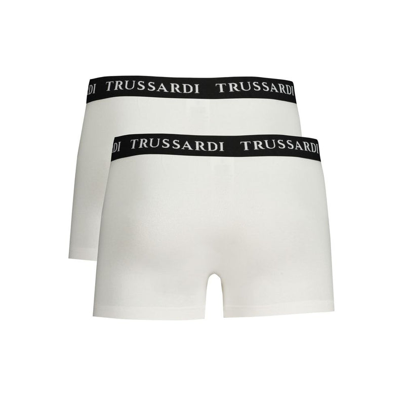 Trussardi White Cotton Men's Boxer Brief - Luxury Comfort