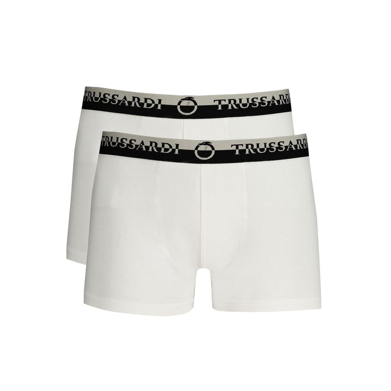 Trussardi White Cotton Men's Boxer Brief - Luxury Comfort