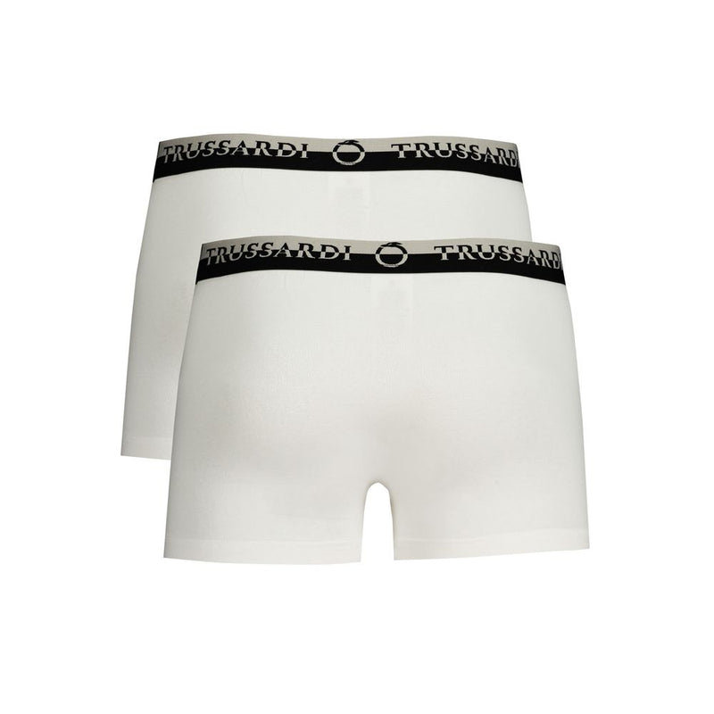 Trussardi White Cotton Men's Boxer Brief - Luxury Comfort