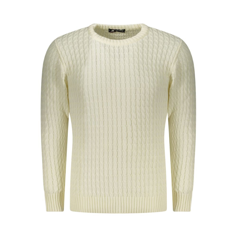 U.S. Grand Bianco Acrylic Men Sweater - Twisted Crew Neck