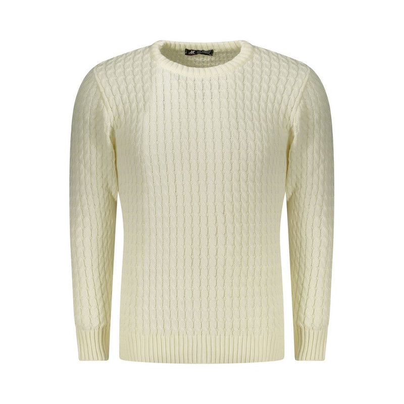 U.S. Grand Bianco Acrylic Men Sweater - Twisted Crew Neck