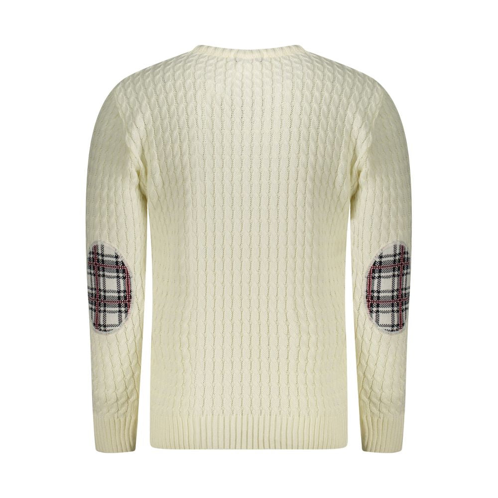 U.S. Grand Bianco Acrylic Men Sweater - Twisted Crew Neck