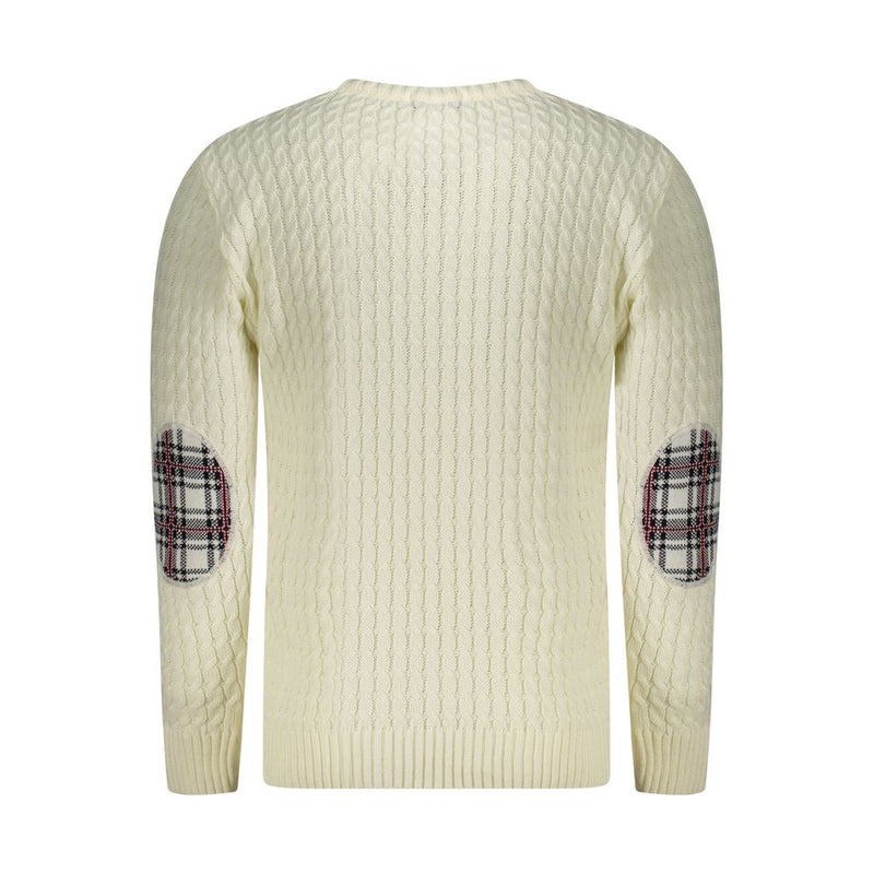 U.S. Grand Bianco Acrylic Men Sweater - Twisted Crew Neck