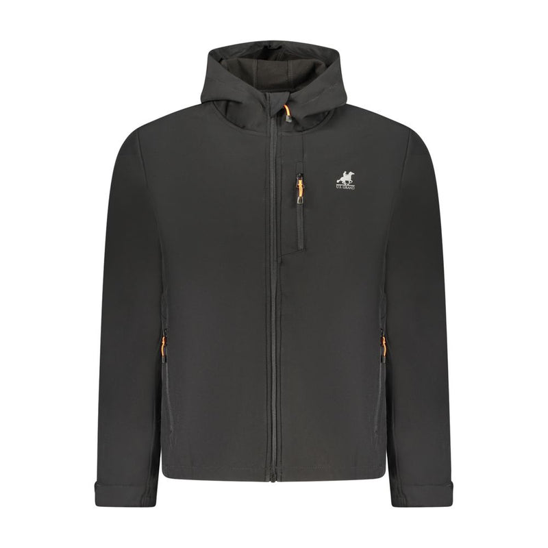 U.S. Grand Black Polyester Men's Jacket - Modern Soft Shell Design
