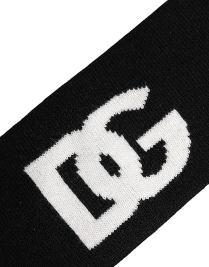 Dolce & Gabbana Heren Zwart Wit Kasjmier Logo Hoofdband Muts