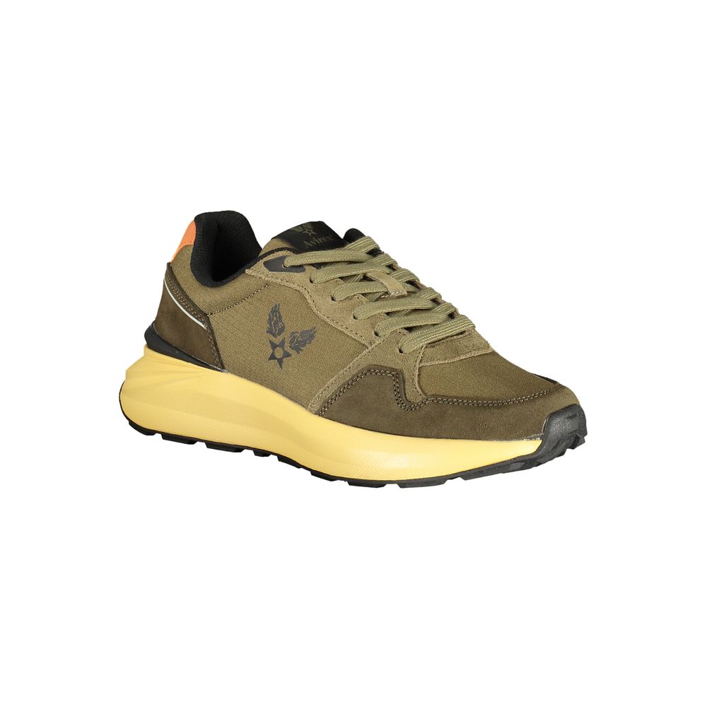 Avirex Verde Poliuretano Men Sneaker - Grey with Yellow Accents
