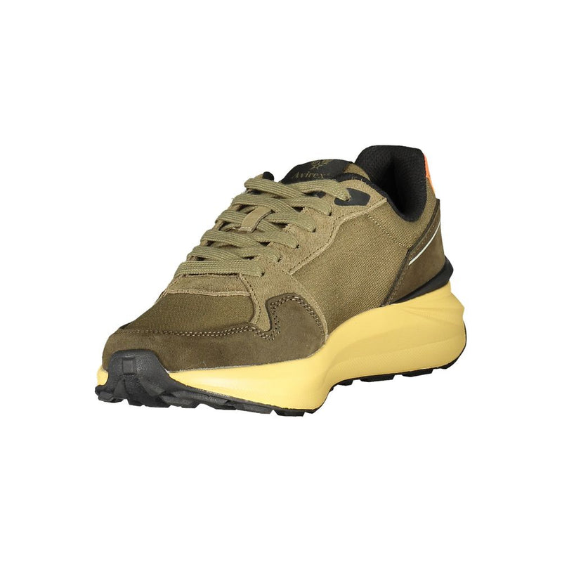 Avirex Verde Poliuretano Men Sneaker - Grey with Yellow Accents