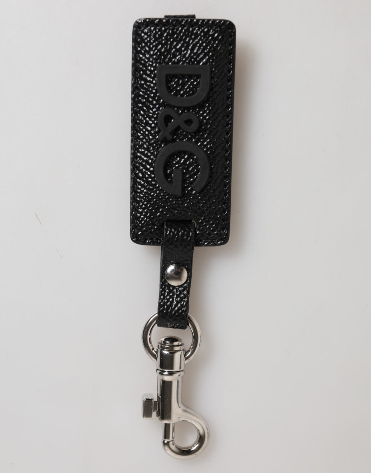 Dolce & Gabbana Porte-clés Homme en Cuir Noir avec Logo DG et Métal Argenté