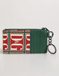 Dolce & Gabbana Green Calf Leather Logo Print Monogram Card Holder Wallet