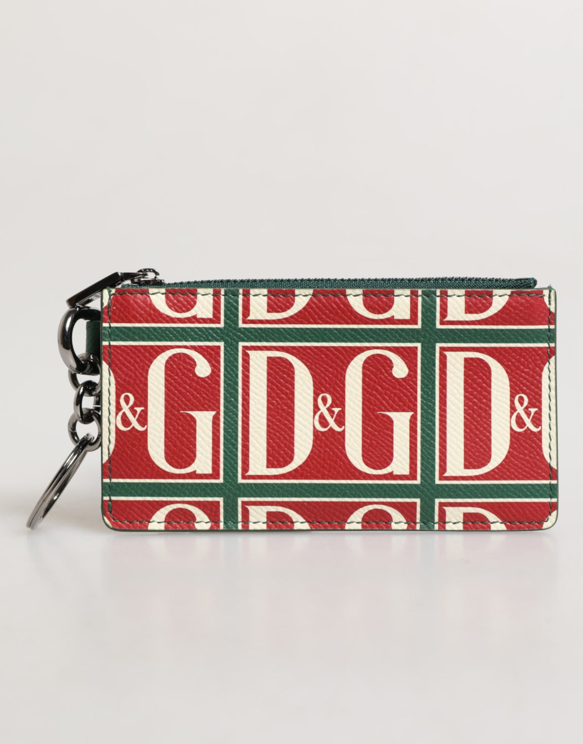 Portefeuille porte-cartes Dolce &amp; Gabbana en cuir de veau vert avec logo imprimé monogramme