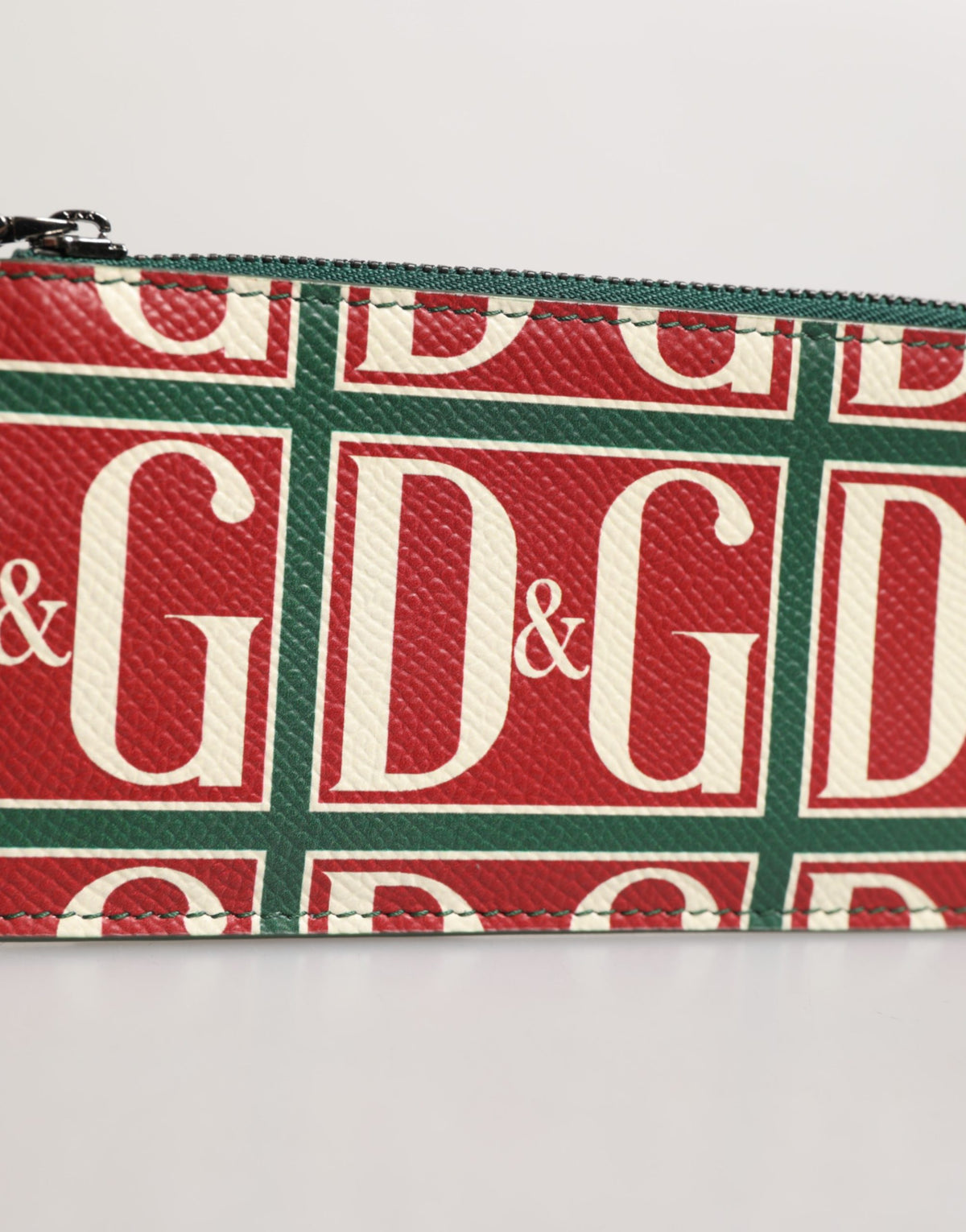 Portefeuille porte-cartes Dolce &amp; Gabbana en cuir de veau vert avec logo imprimé monogramme