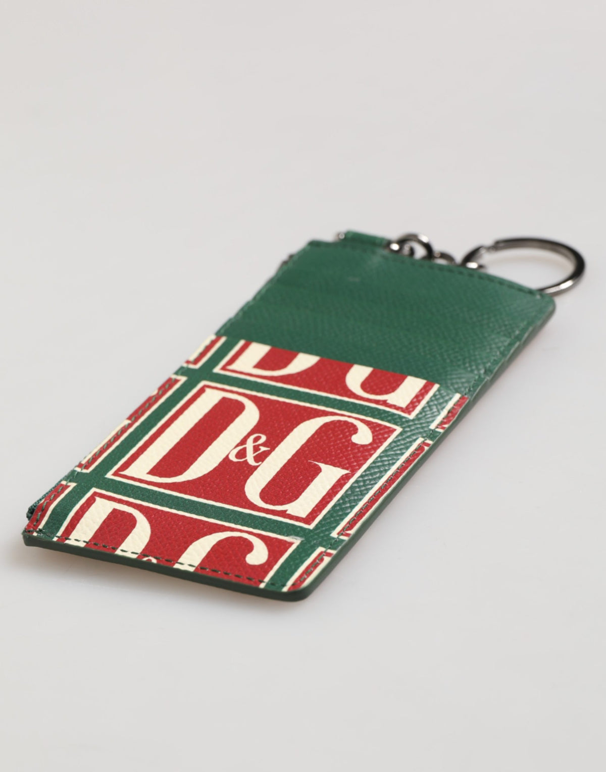 Portefeuille porte-cartes Dolce &amp; Gabbana en cuir de veau vert avec logo imprimé monogramme