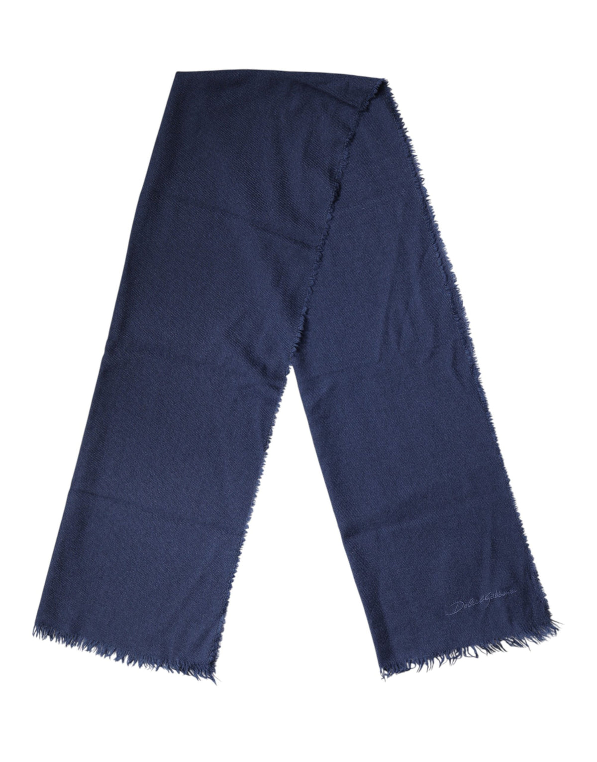 Dolce & Gabbana Foulard Écharpe Homme en Cachemire Bleu à Franges 70cm x 200cm