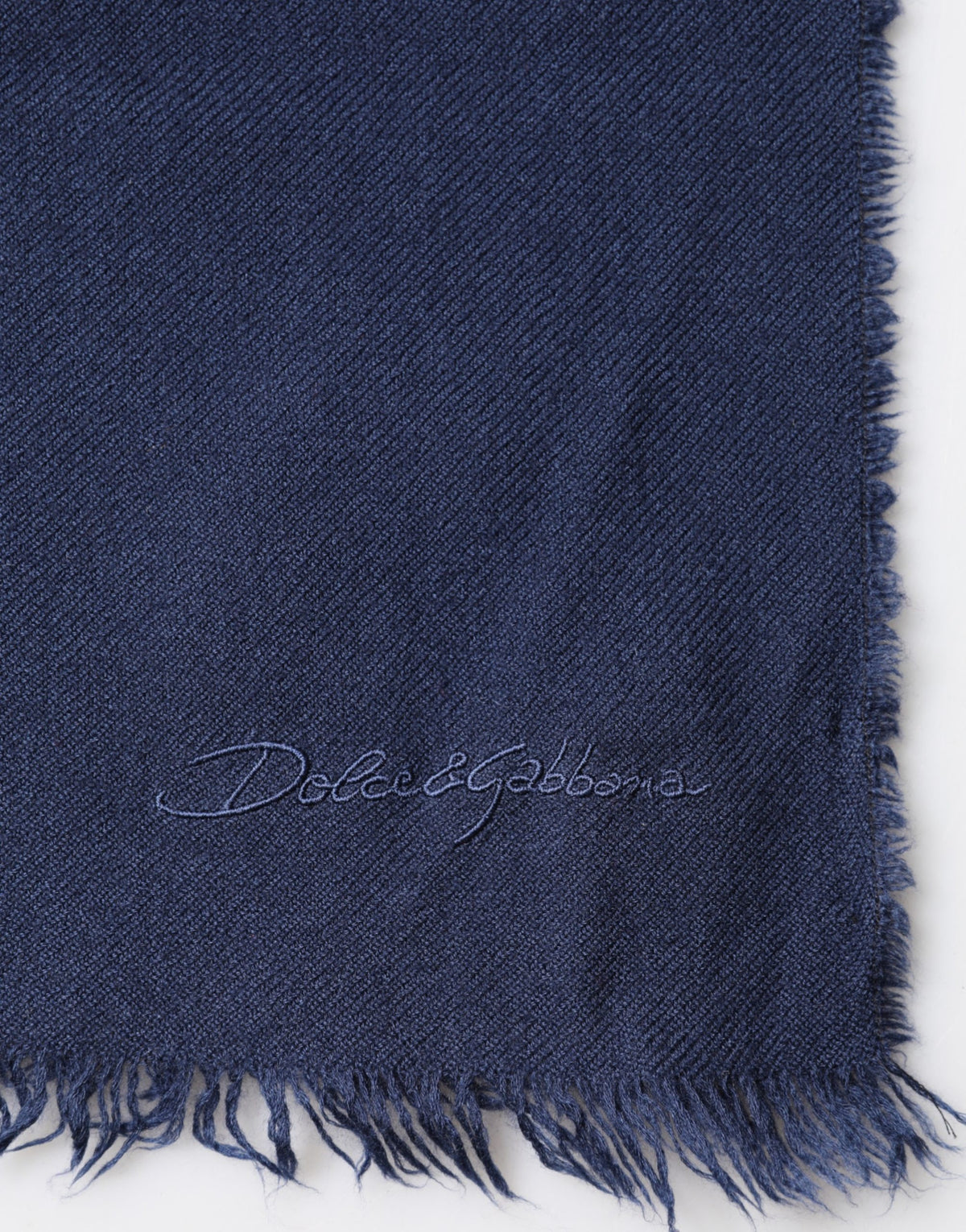 Dolce & Gabbana Foulard Écharpe Homme en Cachemire Bleu à Franges 70cm x 200cm