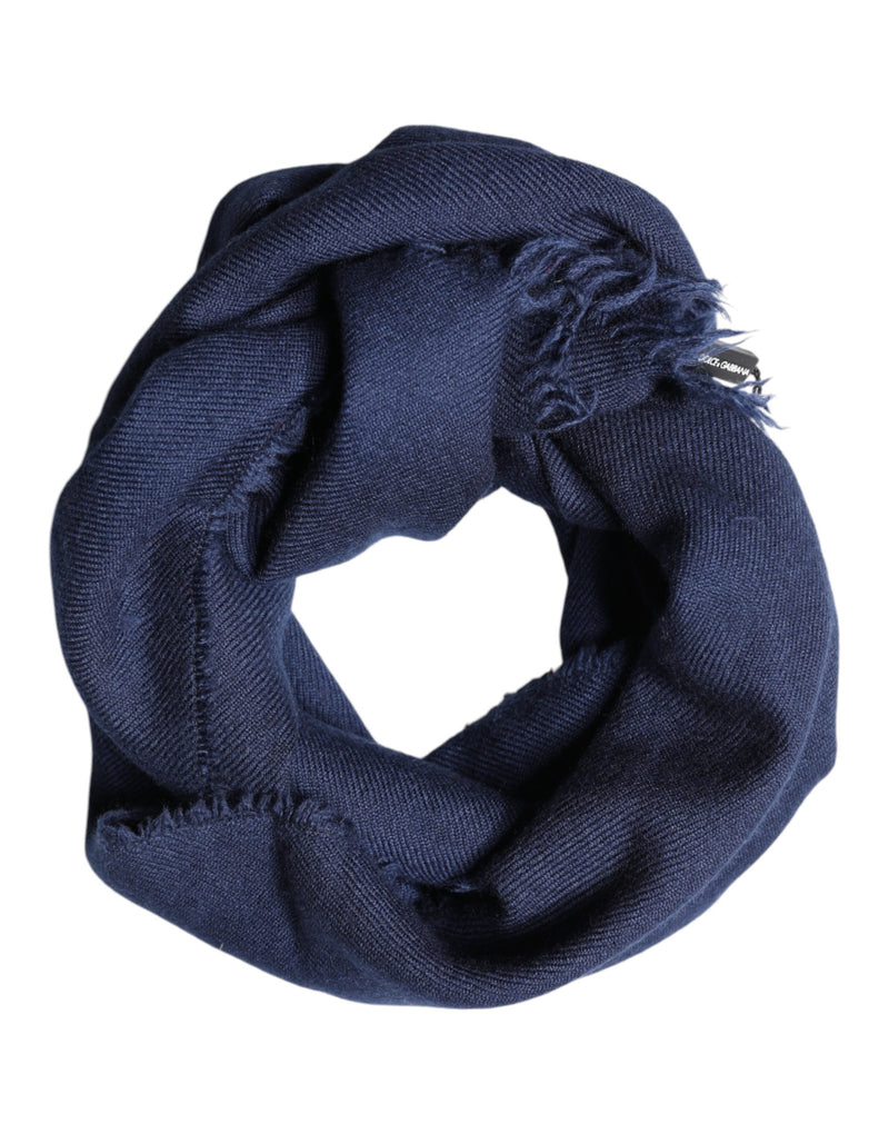 Dolce & Gabbana Blauwe Kasjmier Franjes Wikkel Foulard 70 cm x 200 cm Sjaal Heren