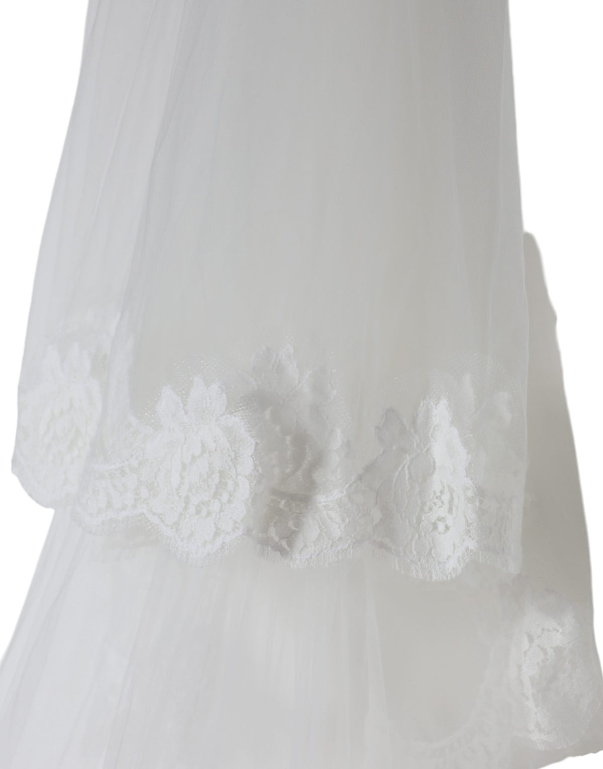 Dolce & Gabbana White Floral Lace Nylon Cathedral Wedding Veil