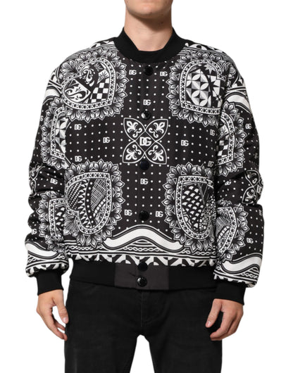 Bomber pour homme Dolce & Gabbana motif bandana noir et blanc