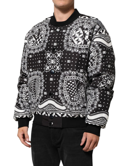 Bomber pour homme Dolce & Gabbana motif bandana noir et blanc