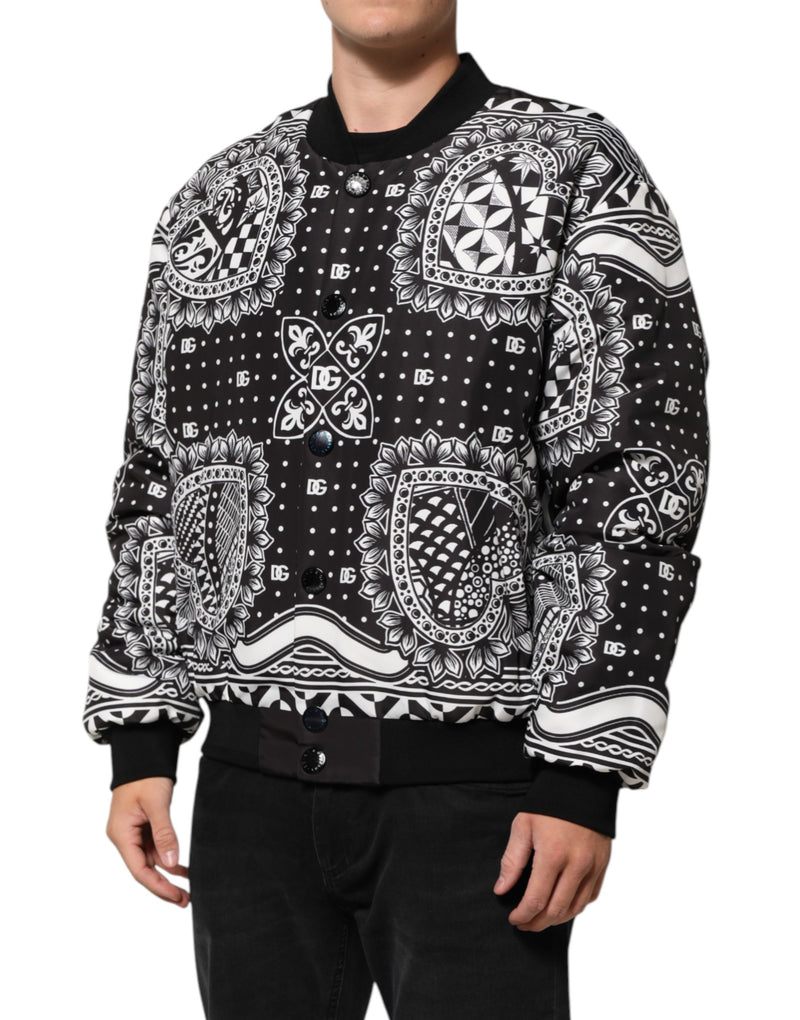 Bomber pour homme Dolce & Gabbana motif bandana noir et blanc