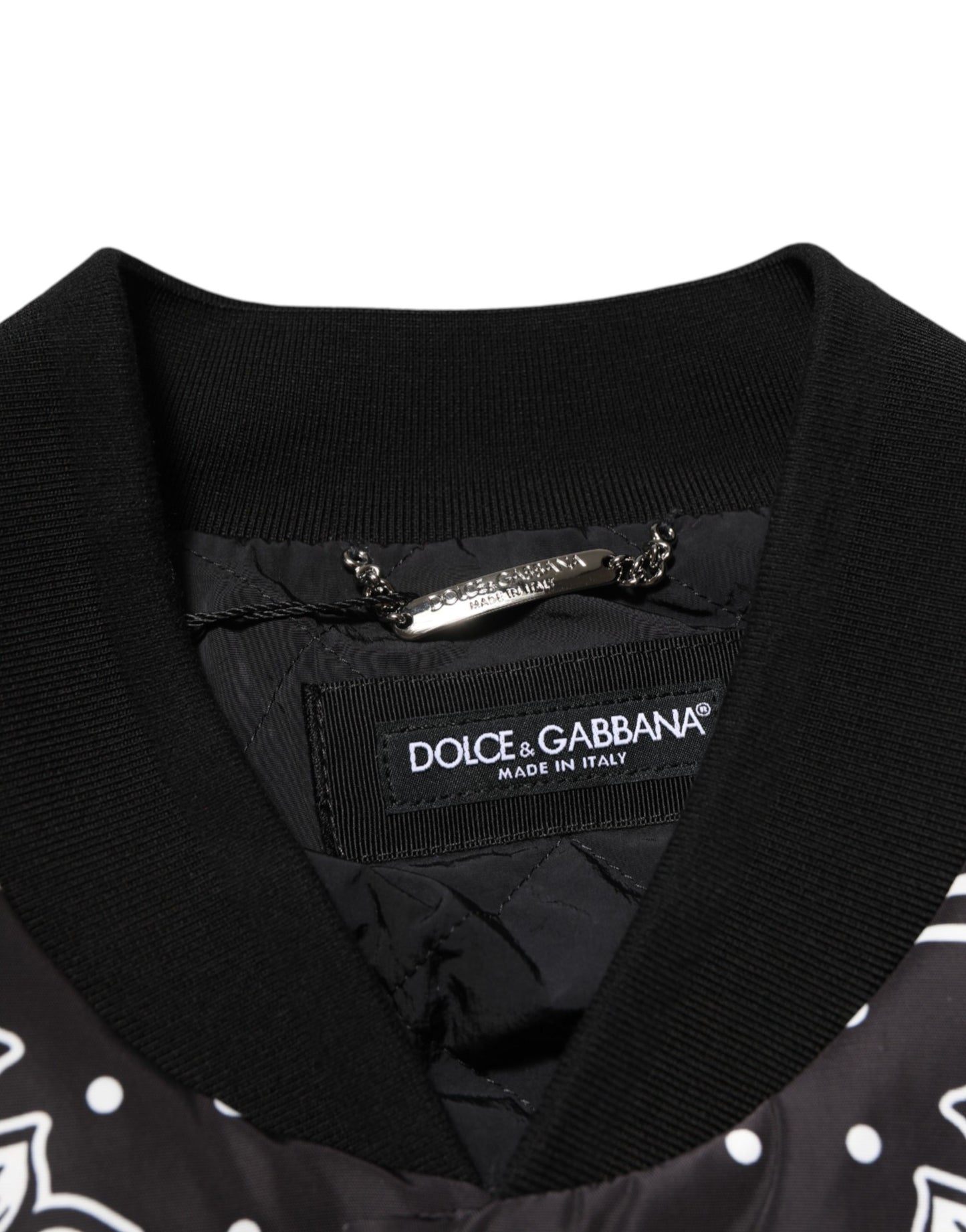 Bomber pour homme Dolce & Gabbana motif bandana noir et blanc