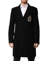 Veste blazer Dolce & Gabbana noire à un bouton avec écusson héraldique