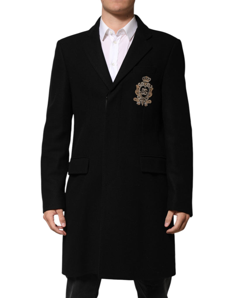 Veste blazer Dolce & Gabbana noire à un bouton avec écusson héraldique