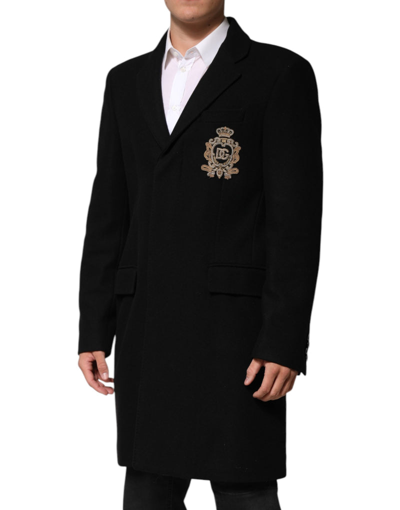 Veste blazer Dolce & Gabbana noire à un bouton avec écusson héraldique