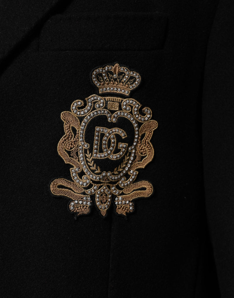 Veste blazer Dolce & Gabbana noire à un bouton avec écusson héraldique