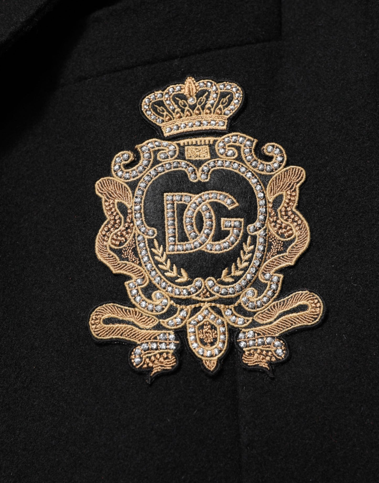Veste blazer Dolce & Gabbana noire à un bouton avec écusson héraldique