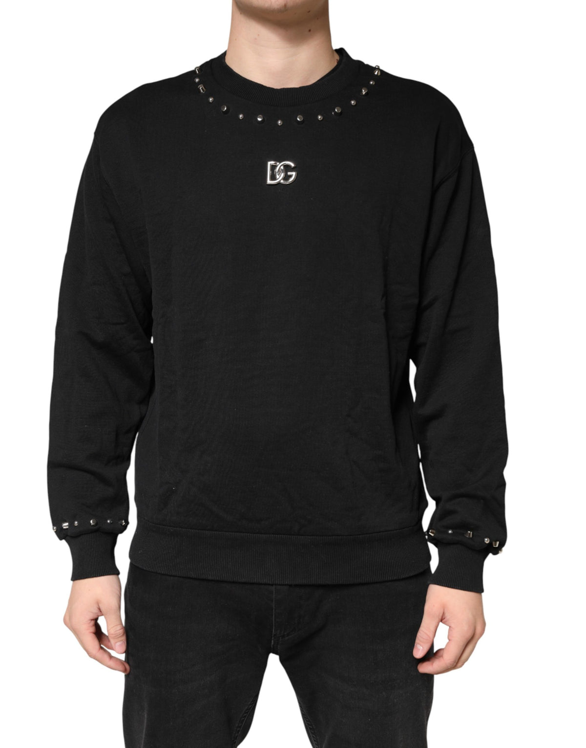 Pull Dolce & Gabbana en coton noir orné